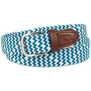 Club Room Men's Stretch Comfort Braided Belt with Faux-Leather Trim